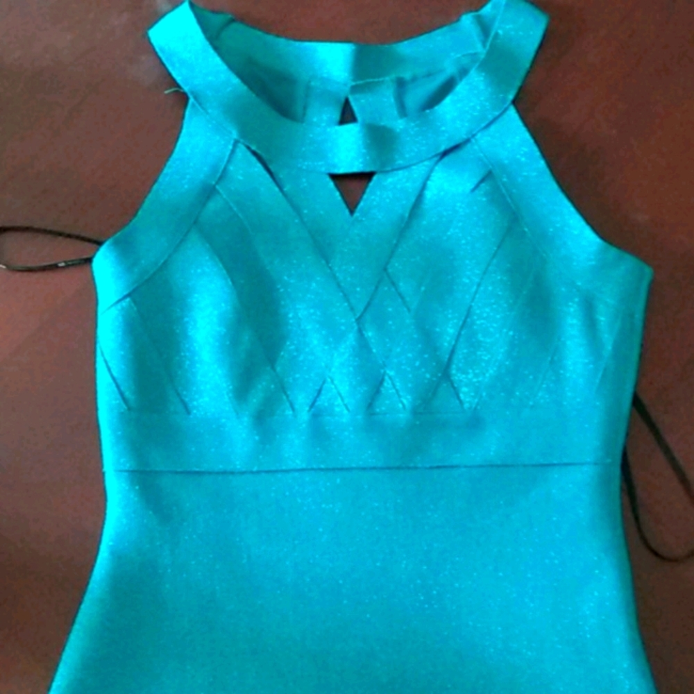 A teal dress